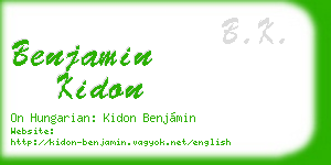 benjamin kidon business card